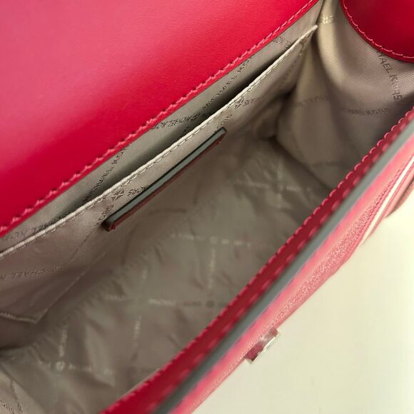 Michael Kors Whitney Medium Flap Chain Crossbody Shoulder Bag Dark Raspberry - Picture 8 of 11